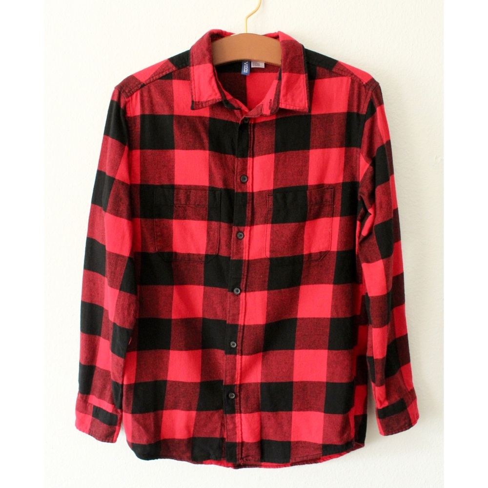 ‼️SALE‼️ H&M red buffalo check flannel shirt